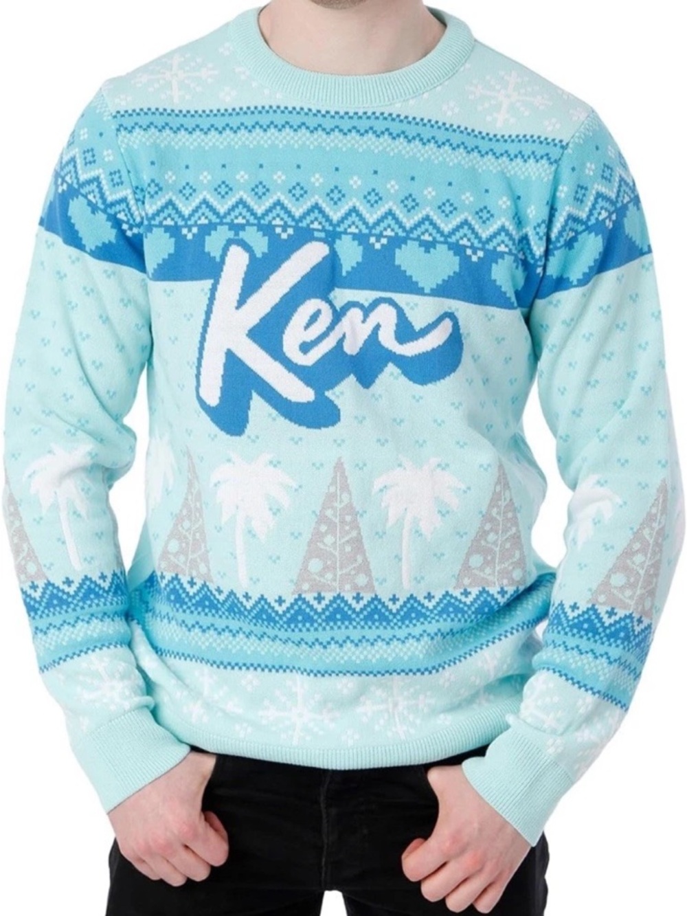 Barbie Ken Light Aqua Crewneck Sweater with Blue Logo